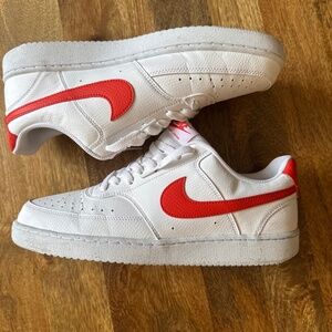 Size 10.5 - Nike Court Vision Next Nature Low White Picante Red